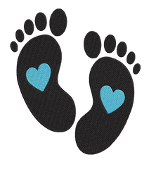 Footprint Boy Heart - Embroidery Design - FineryEmbroidery