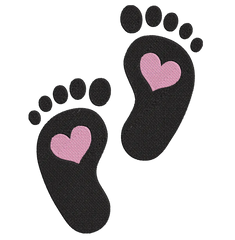 Footprint Girl Heart - Embroidery Design - FineryEmbroidery