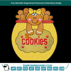 Free Gingerbread Cookie Jar Embroidery Design - FineryEmbroidery