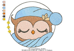 Free Sleepy Owl Woodland Embroidery Design - FineryEmbroidery