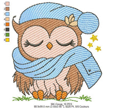 Free Sleepy Owl Woodland Embroidery Design - FineryEmbroidery