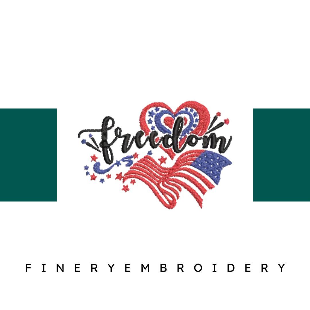 Freedom-America-Flag - Embroidery Design - FineryEmbroidery