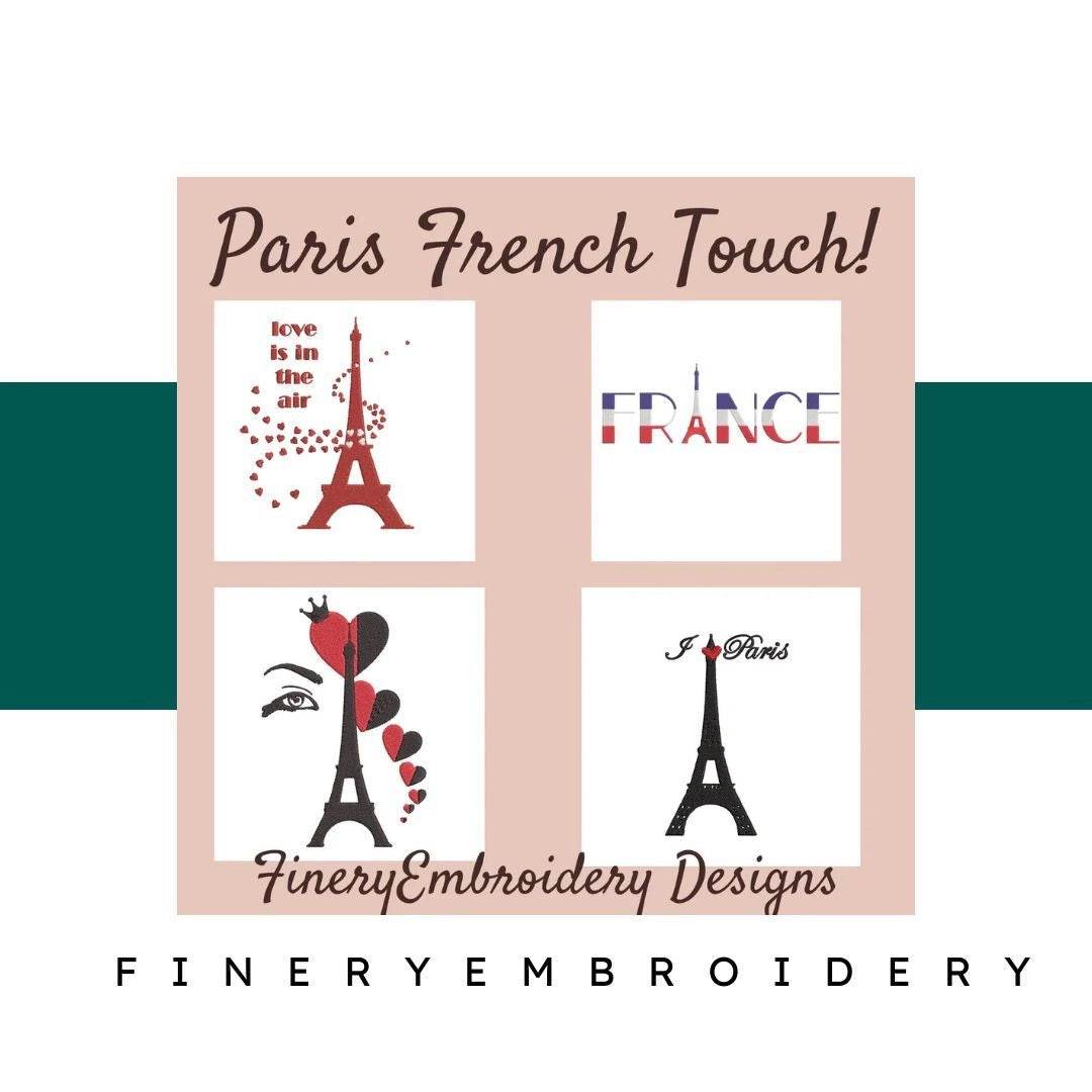 French Touch in Paris- Pack of 4 Designs - Embroidery Designs - FineryEmbroidery