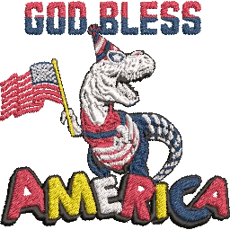 God-Bless-America-Trex-Dino - Embroidery Design FineryEmbroidery