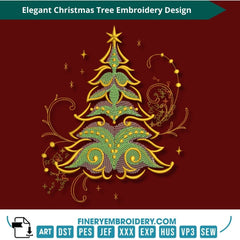 Elegant Christmas Tree Embroidery Design - Perfect for Holiday Decorations