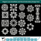 Elegant Lace Snowflake and Floral Embroidery Design Pack