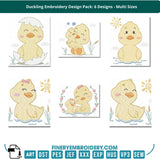 Duckling Embroidery Design Pack: 6 Designs - Multi Sizes