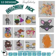 Witch and pumpkin Halloween Embroidery Collection