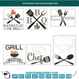 Grill Master Embroidery Design Pack: BBQ-Themed Creations for Every Chef!