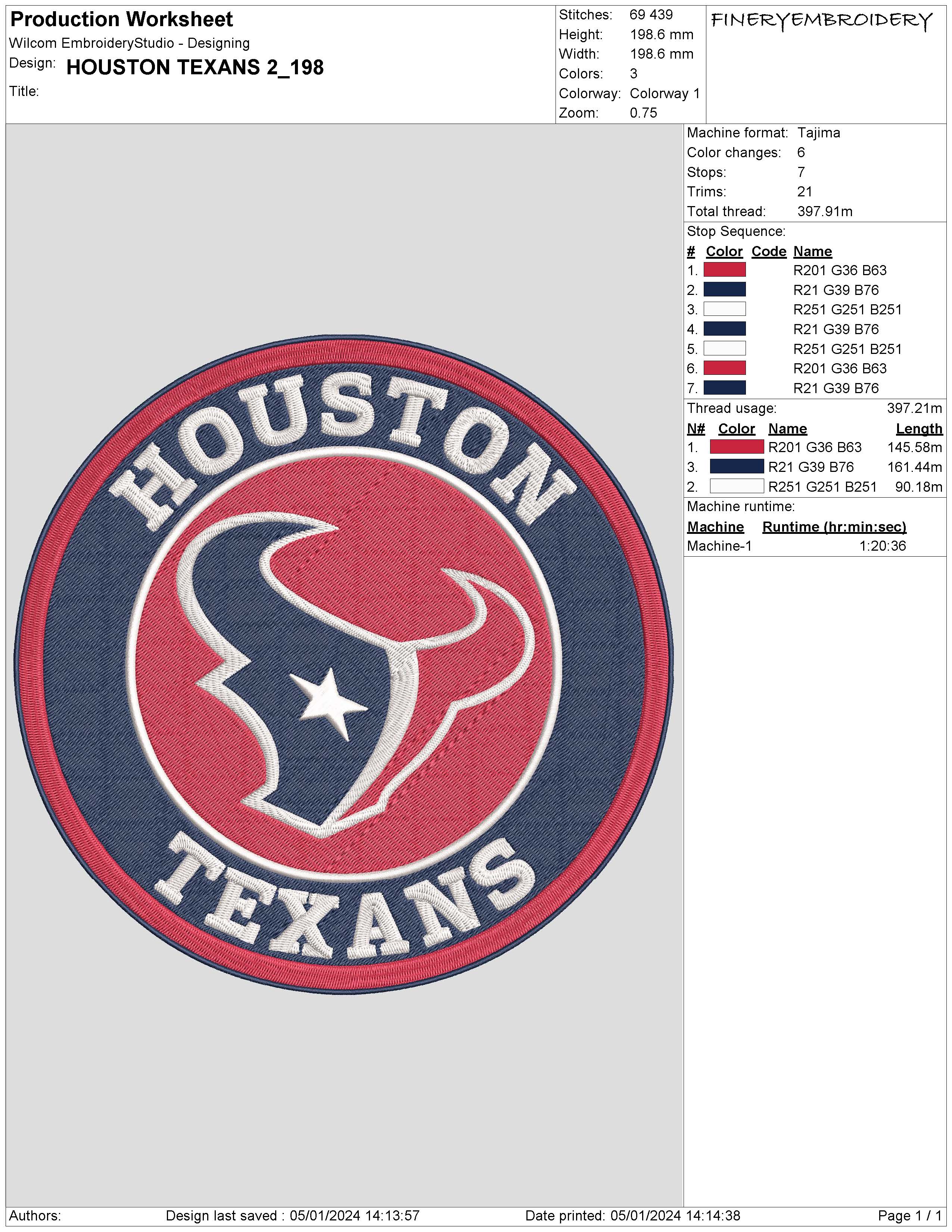 Houston Texans 2 : Embroidery Design