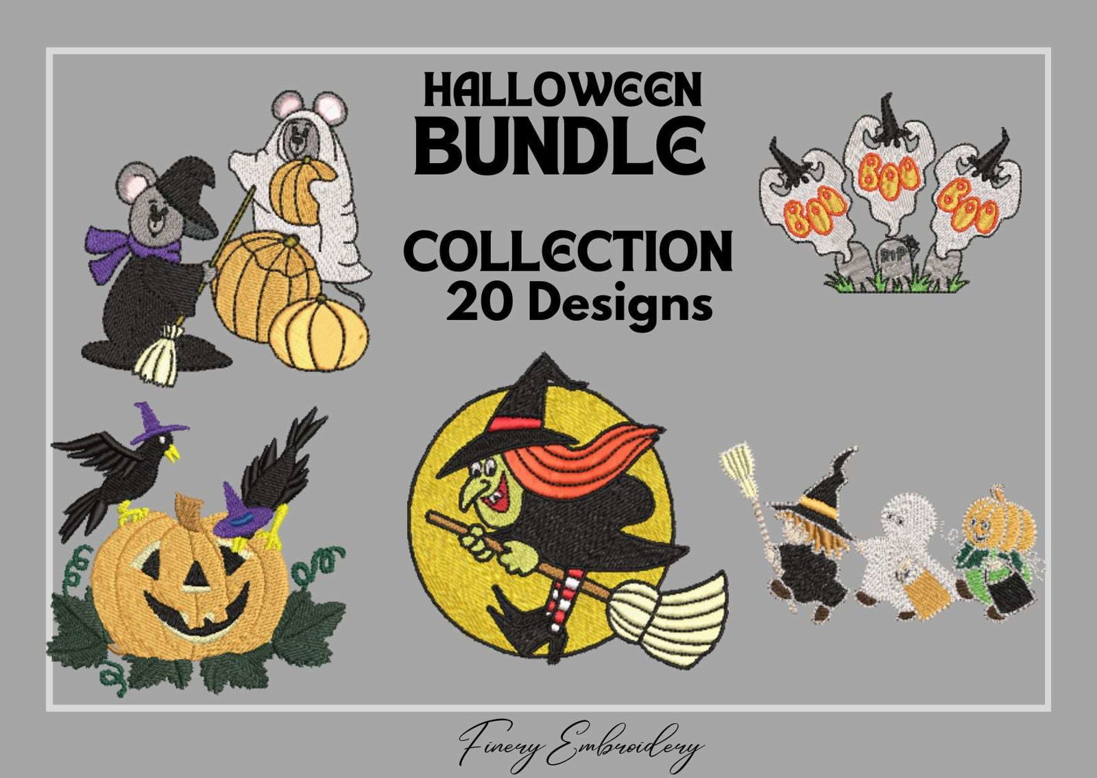 Halloween Bundle 8 - 20 Embroidery Designs - FineryEmbroidery