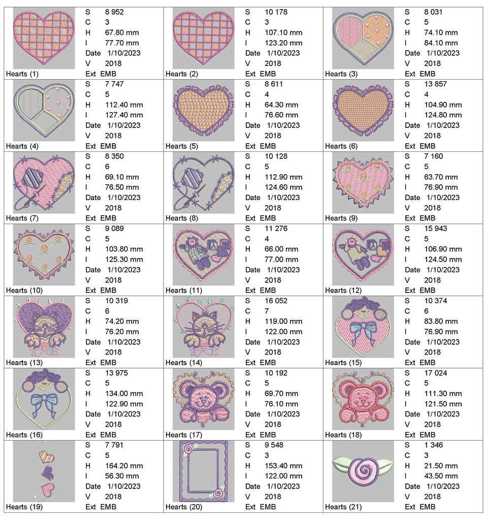 Heart Appliques: Embroidery Design Pack FineryEmbroidery