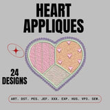 Heart Appliques: Embroidery Design Pack - FineryEmbroidery