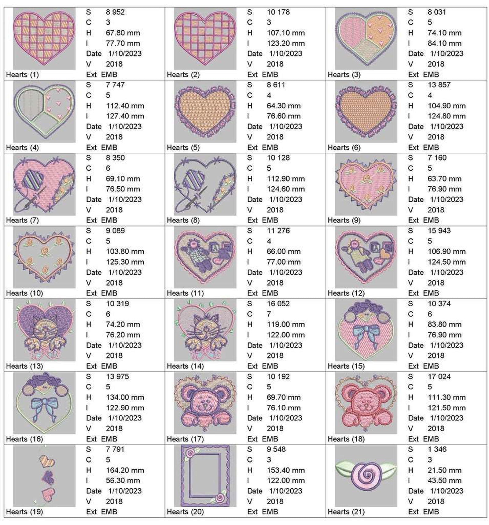 Heart Appliques: Embroidery Design Pack - FineryEmbroidery