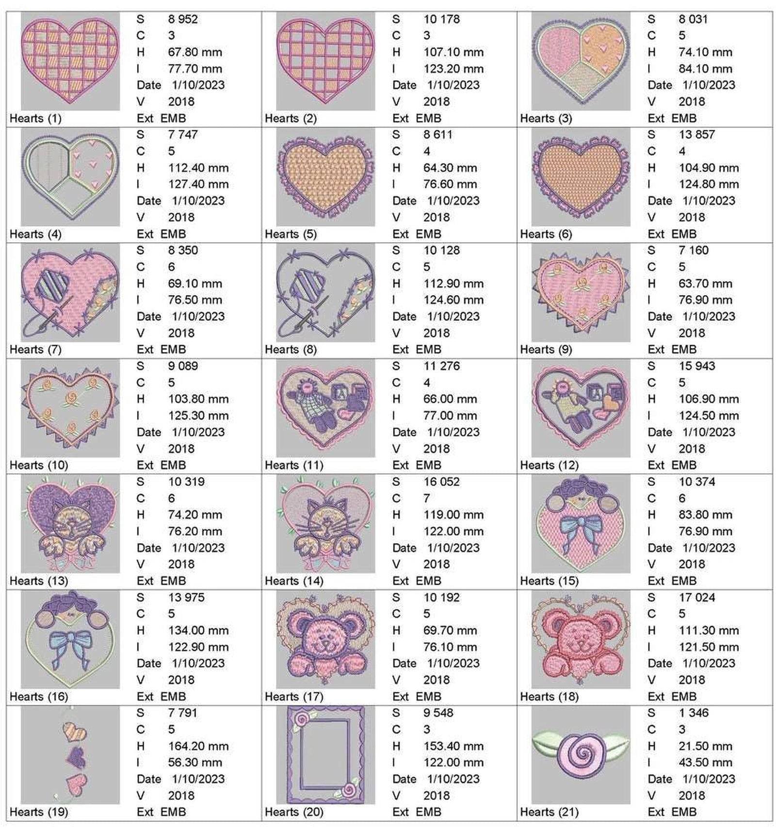 Heart Appliques: Embroidery Design Pack - FineryEmbroidery
