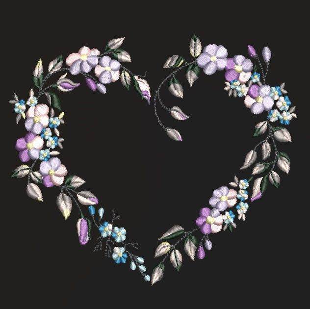 Heart in bloom - 7 Embroidery designs Pack - FineryEmbroidery