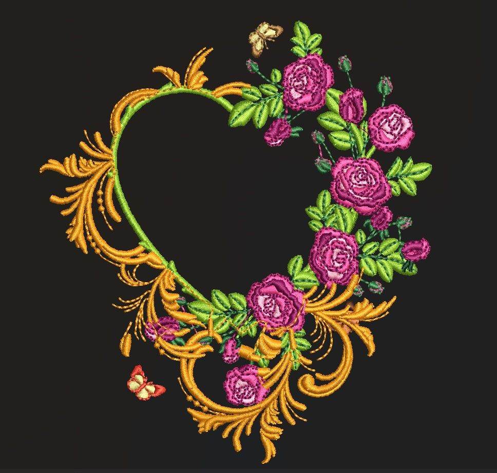 Heart in bloom - 7 Embroidery designs Pack - FineryEmbroidery