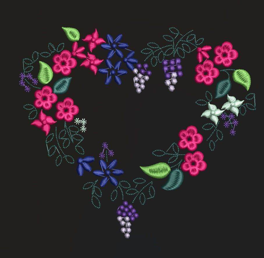 Heart in bloom - 7 Embroidery designs Pack - FineryEmbroidery