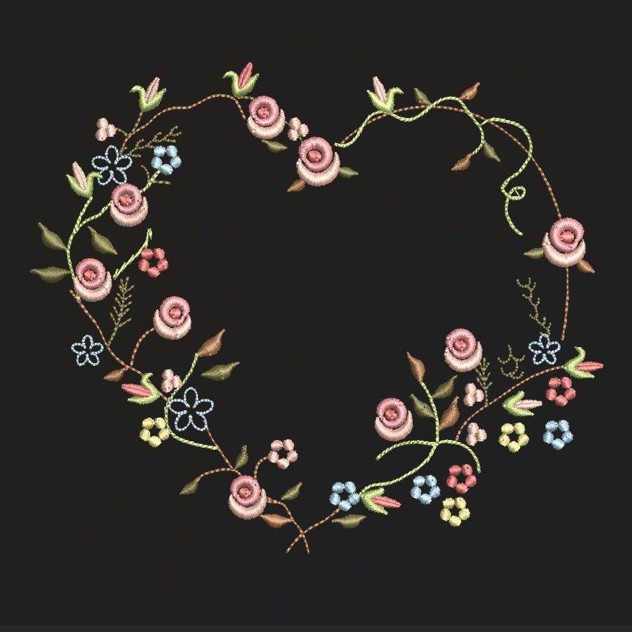 Heart in bloom - 7 Embroidery designs Pack - FineryEmbroidery