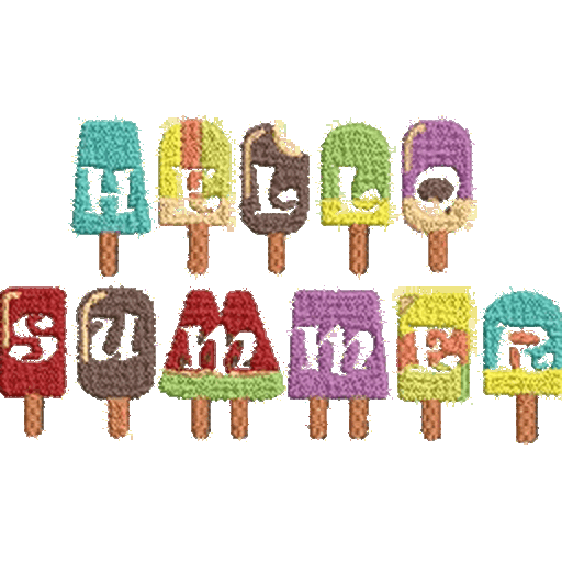 Hello-Summer-Colorful-Ice-Cream - Embroidery Design - FineryEmbroidery