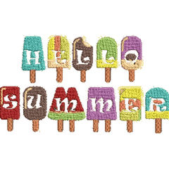 Hello-Summer-Colorful-Ice-Cream - Embroidery Design - FineryEmbroidery