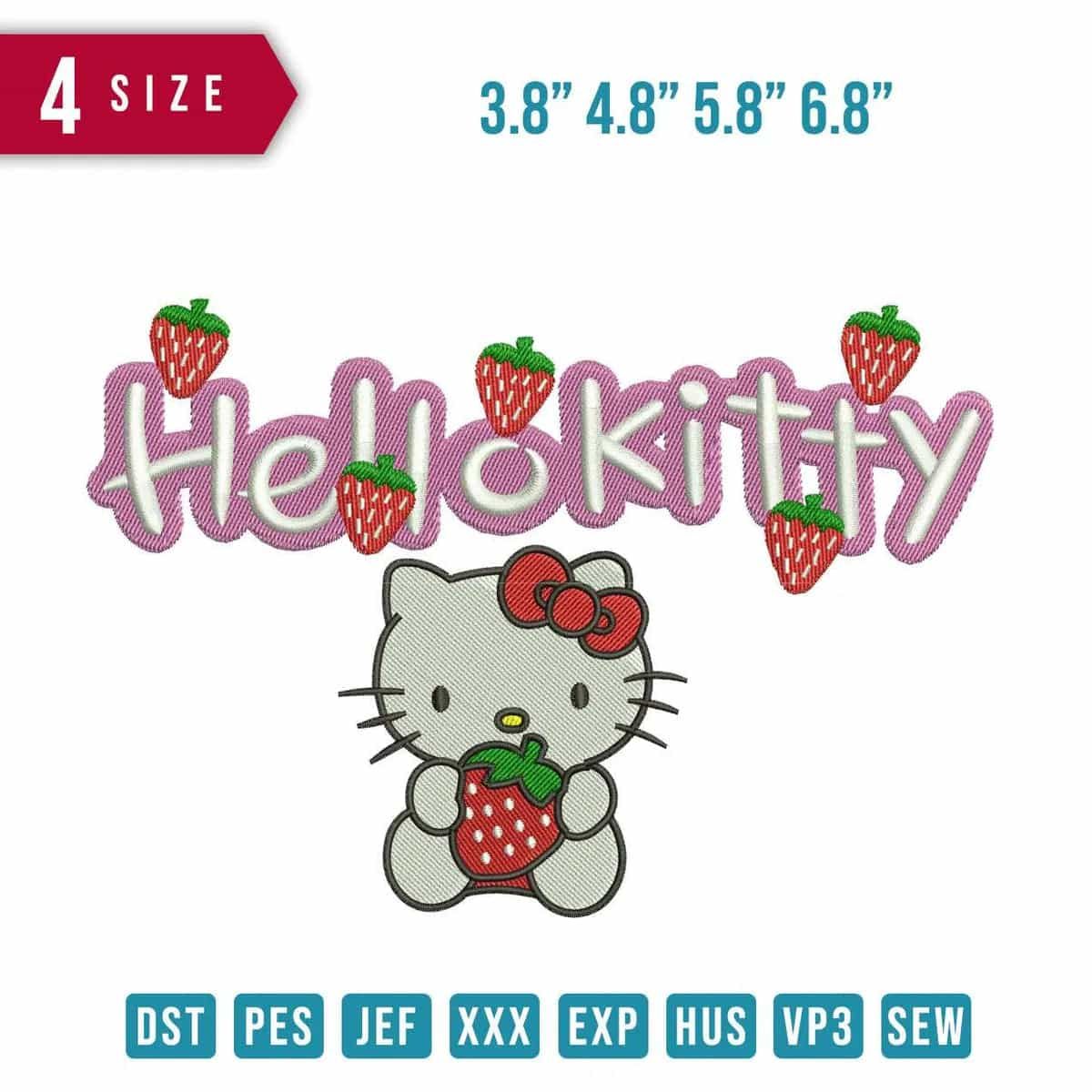 Hello Kitty Strawberry Embroidery Design - FineryEmbroidery