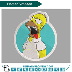 Homer Simpson Embroidery Design – Fun and Iconic!