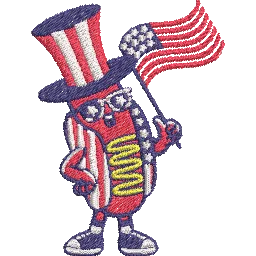 Hotdog-Sunglasses-America-Flag-July - Embroidery Design - FineryEmbroidery