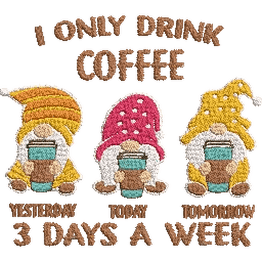 I-Only-Drink-Coffee - Embroidery Design - FineryEmbroidery
