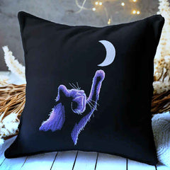 Elegant Cat and Moon Embroidery Design