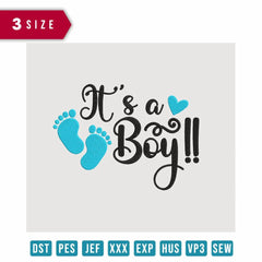 It's a Boy - Embroidery Design - FineryEmbroidery