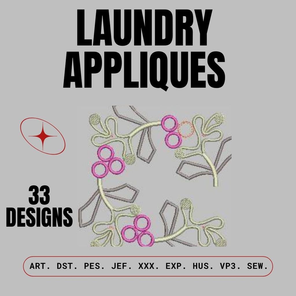 Laundry Appliques: Embroidery Design Pack FineryEmbroidery
