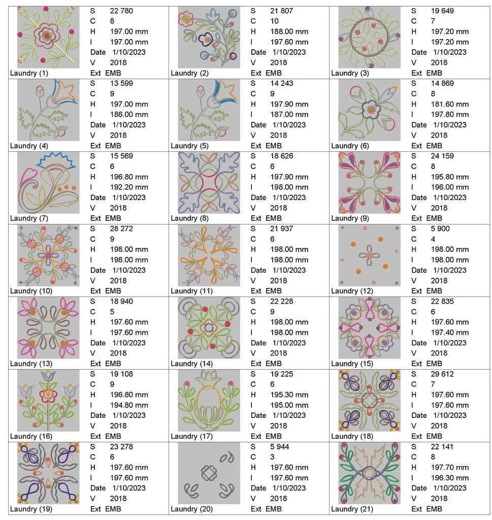 Laundry Appliques: Embroidery Design Pack - FineryEmbroidery