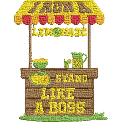 Lemonade-Stand-Boss-Summertime-Vacation - Embroidery Design - FineryEmbroidery
