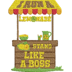 Lemonade-Stand-Boss-Summertime-Vacation - Embroidery Design - FineryEmbroidery