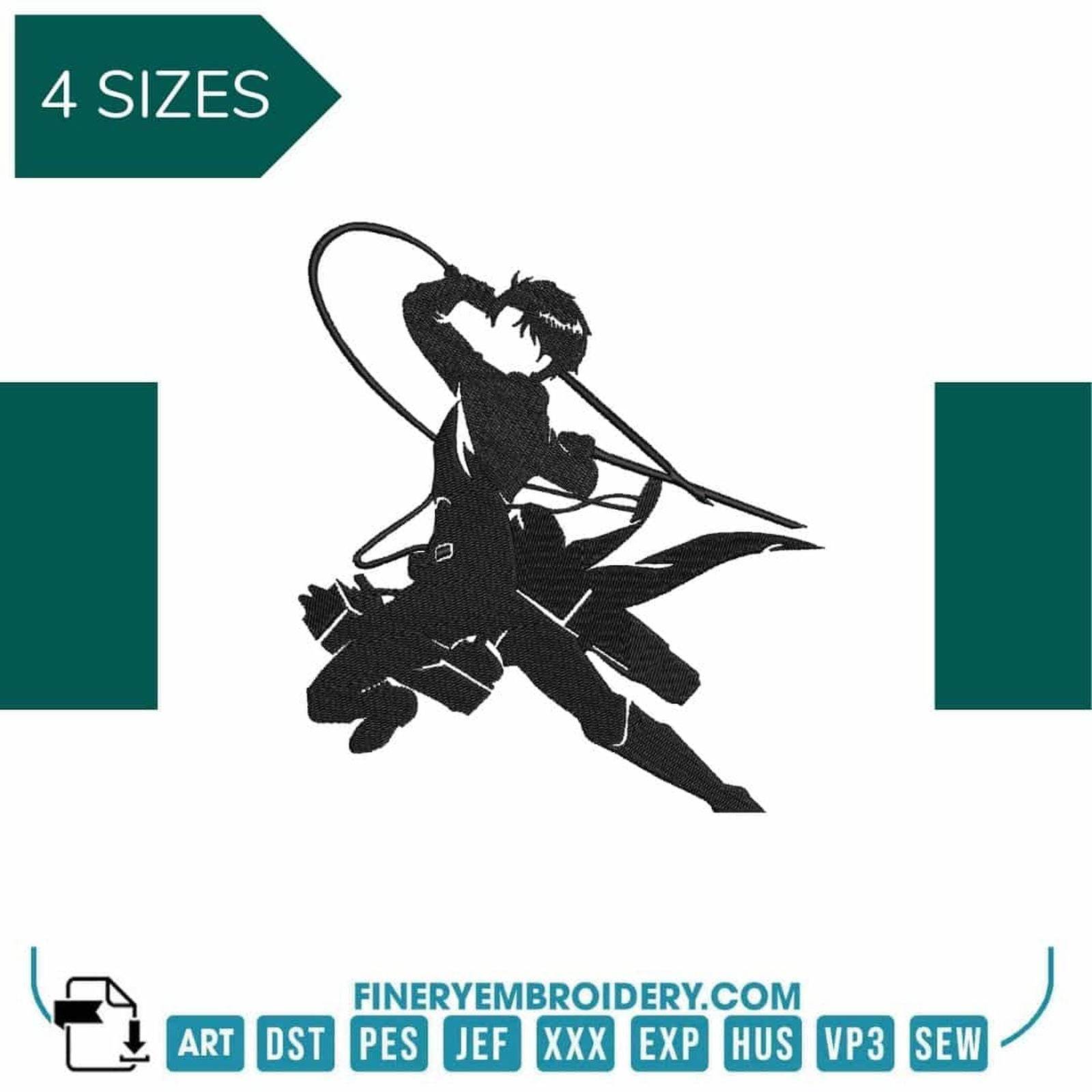 Levi Ackerman Black - Attack on Titan - Animé  - Embroidery Design - FineryEmbroidery