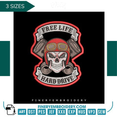 Life Hand Drive Skull embroidery design - FineryEmbroidery