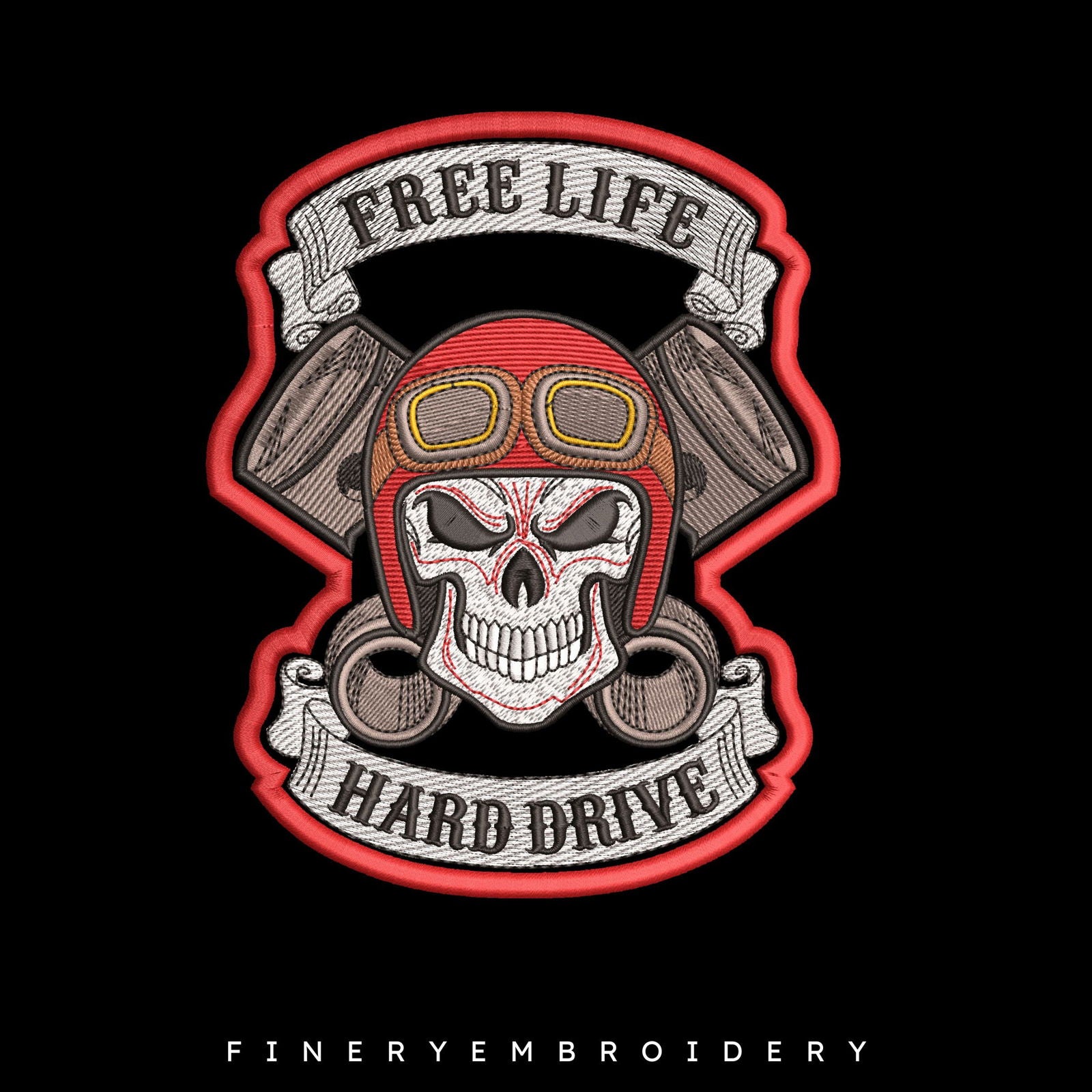 Life Hand Drive Skull embroidery design - FineryEmbroidery