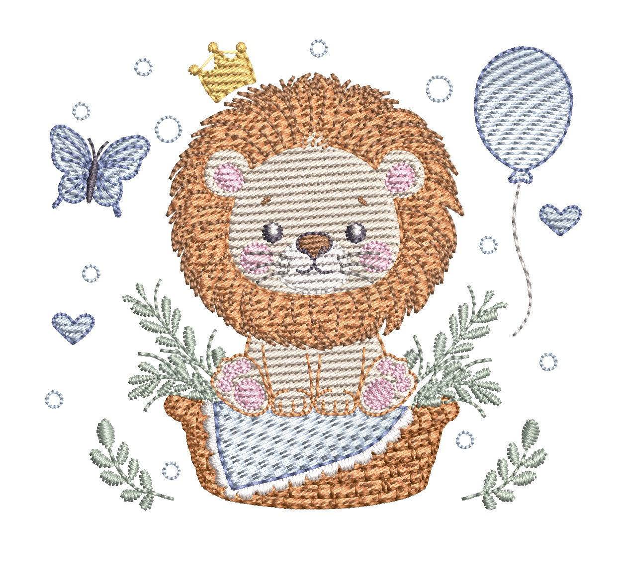 Lion in basket embroidery design  – 7 Sizes - FineryEmbroidery