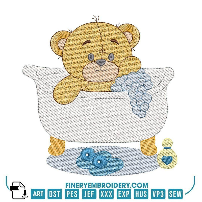 Little Bear takes his bath Pack 3 designs - Embroidery designs - FineryEmbroidery
