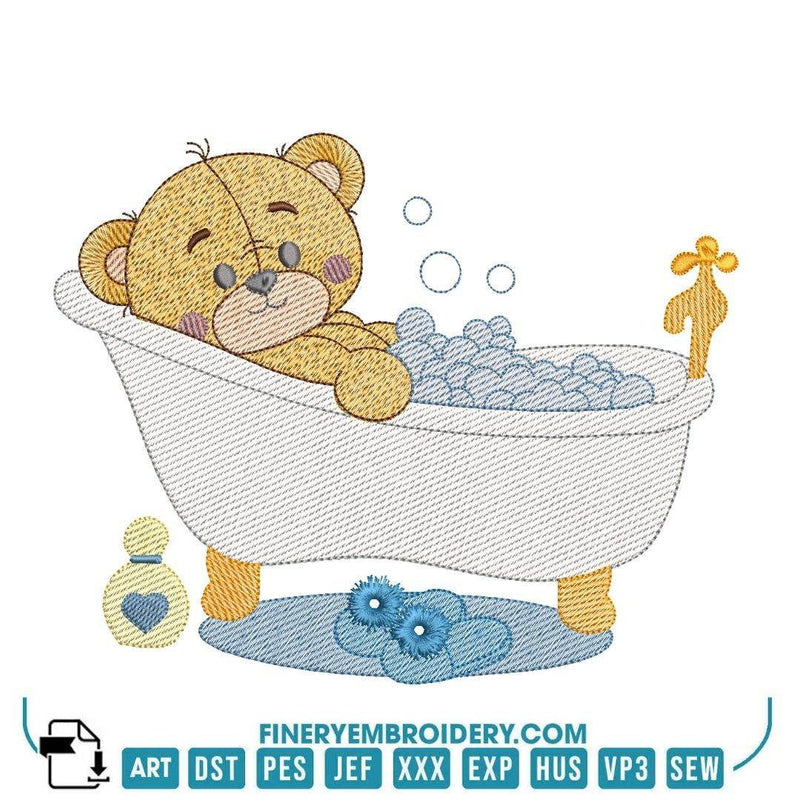 Little Bear takes his bath Pack 3 designs - Embroidery designs - FineryEmbroidery