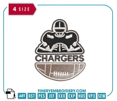 Los Angeles Chargers Team Player : Embroidery Design - FineryEmbroidery
