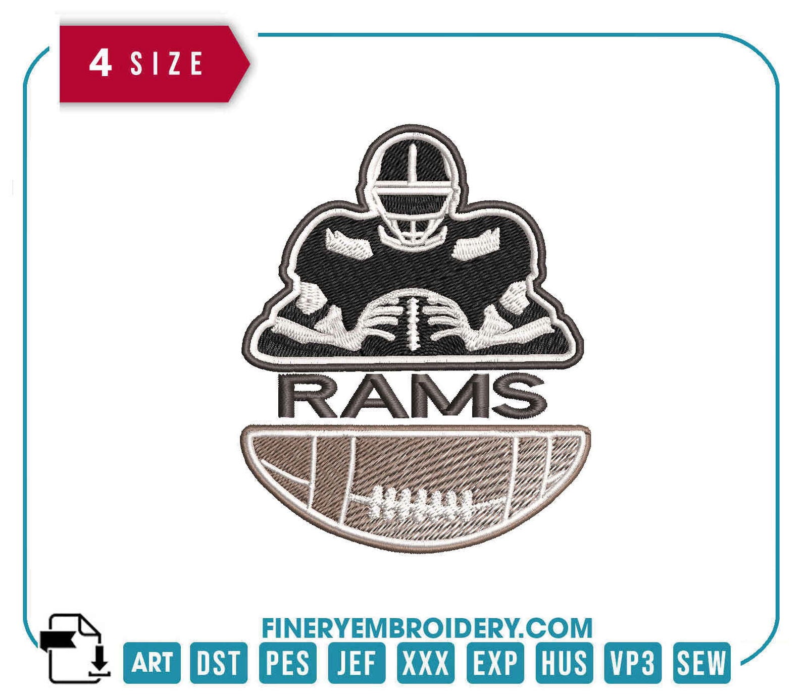 Los Angeles Rams Team Player : Embroidery Design - FineryEmbroidery