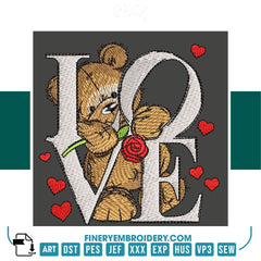 Love Bear Embroidery Design – FineryEmbroidery - FineryEmbroidery