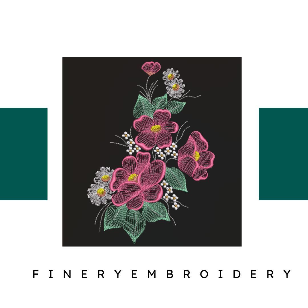 Luminous bouquet of flowers - Embroidery Designs - FineryEmbroidery