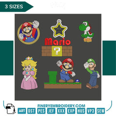 Mario Bros Embroidery Design Pack - FineryEmbroidery - FineryEmbroidery