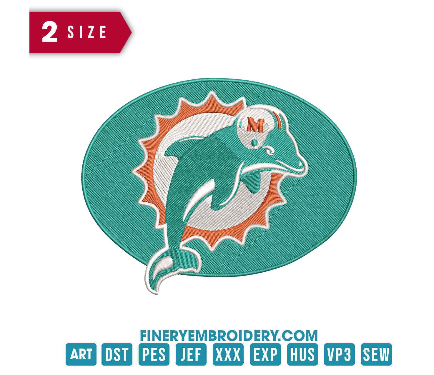 Miami Dolphins 2 : Embroidery Design - FineryEmbroidery