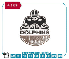 Miami Dolphins Team Player : Embroidery Design - FineryEmbroidery