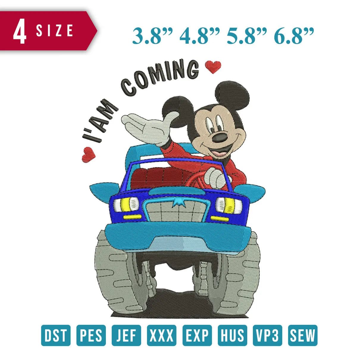 Mickey I am Coming Embroidery Design - FineryEmbroidery