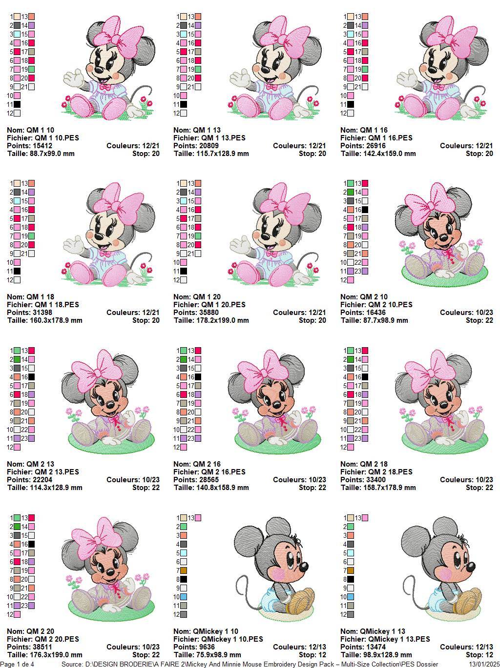 Mickey & Minnie Mouse Embroidery Design Pack – Multi-Size Collection - FineryEmbroidery